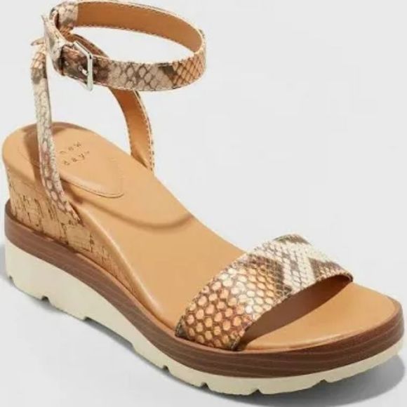 A New Day Abigail Brown Wedge Sandals Size 7.5 - Picture 1 of 8